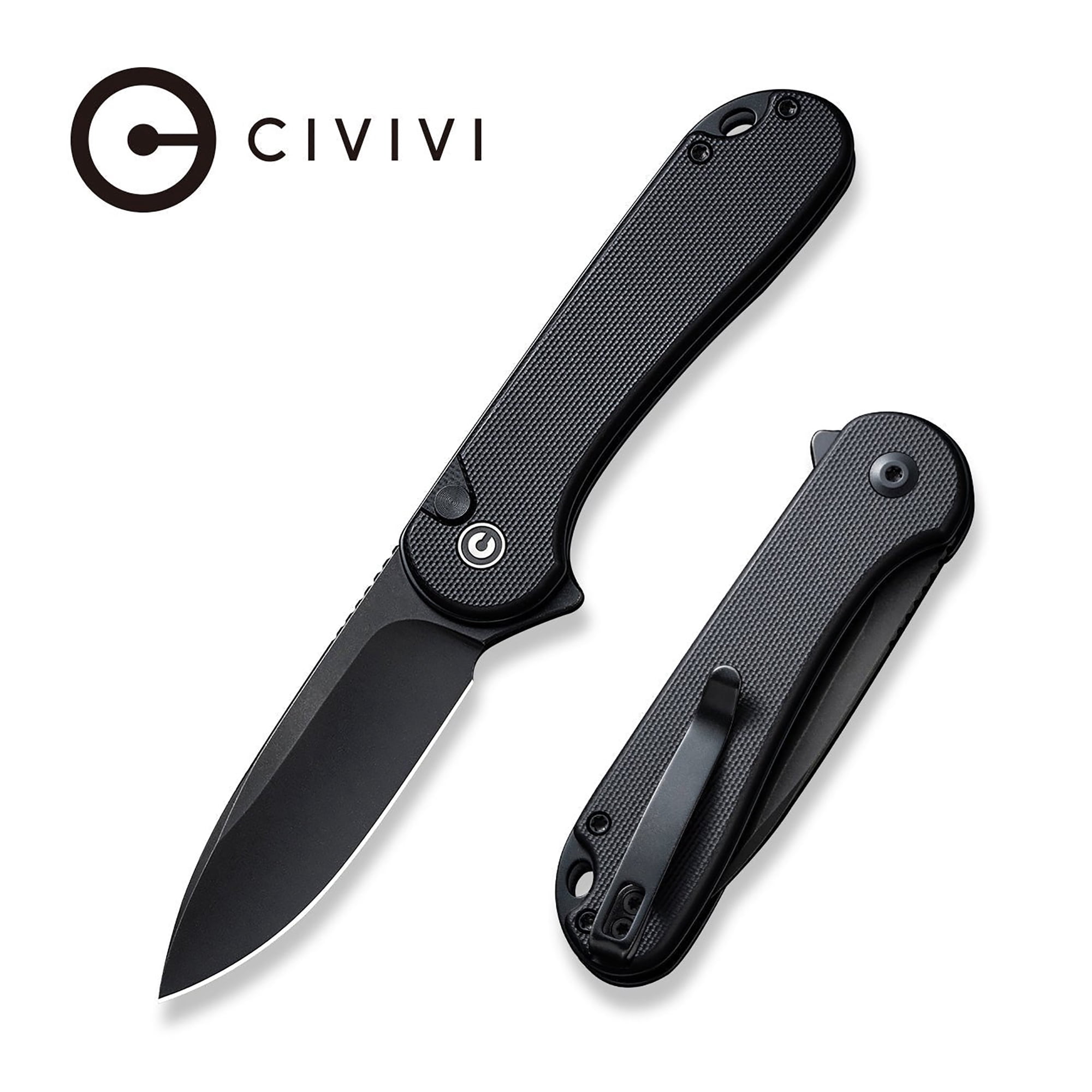 CIVIVI Button Lock Elementum II Pocket Folding Knife 2.96" Nitro-V Blade G10 Handle Utility Knife with Deep Carry Pocket Clip for Camping Hiking Hunting WM-C18062P-1