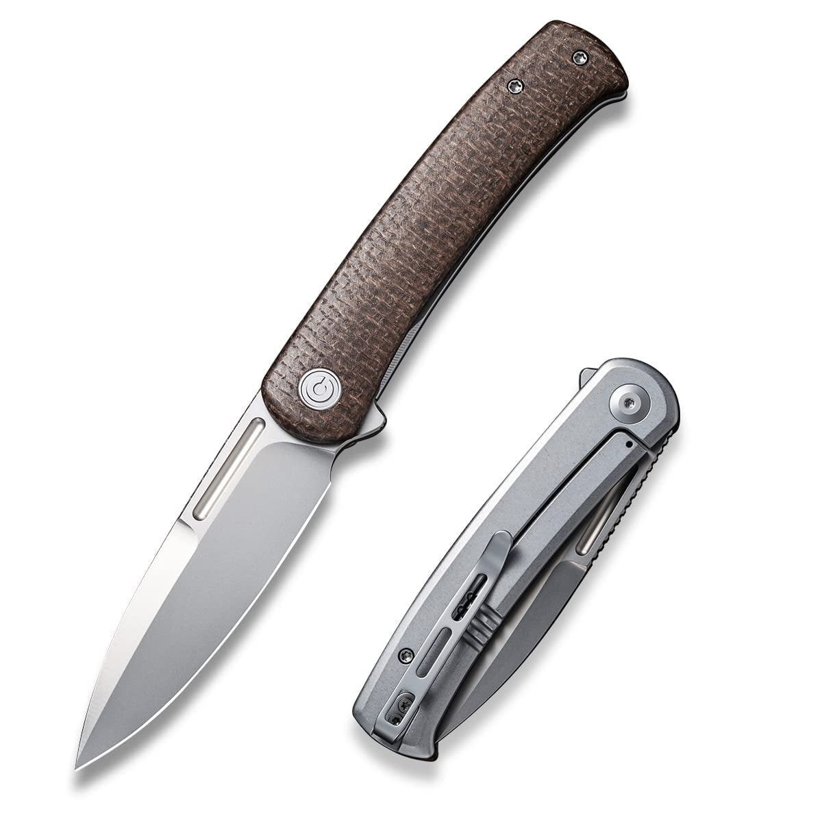 CIVIVI Cetos Frame Lock 14C28N Stainless Steel & Brown Micarta Pocket Knife  C21025B-1