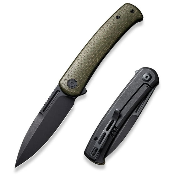 CIVIVI Cetos Folding Knife, 3.48-in 14C28N Blade Spear Point with Coarse Micarta Scale Flipper Knife Frame Lock C21025B-3