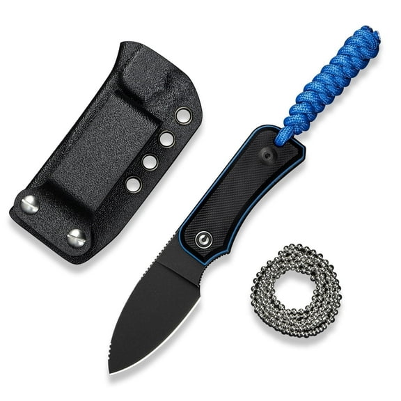 CIVIVI Edc Fixed Blade Knife with Kydex Sheath & Clip, 2.39" Nitro-V Blade G10 Handle Small Baby Banter Camping Hiking Knife Designed by Ben Petersen, Lanyard and Chain Included C23045-1 (Black)
