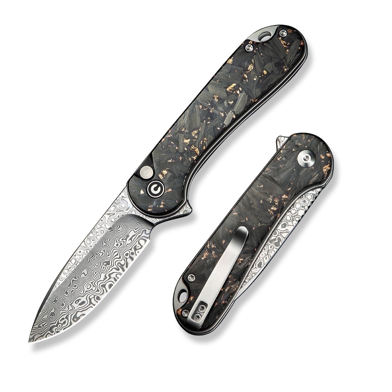 CIVIVI Elementum II Pocket Folding Knife, 2.96" Damascus Blade Knife C18062P-10