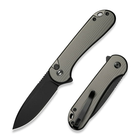 CIVIVI Elementum II Pocket Folding Knife, 2.96" Nitro-V Steel Blade Aluminum Handle Knife with Deep Carry Pocket Clip for Camping Hiking Hunting C18062PD-1, Gray
