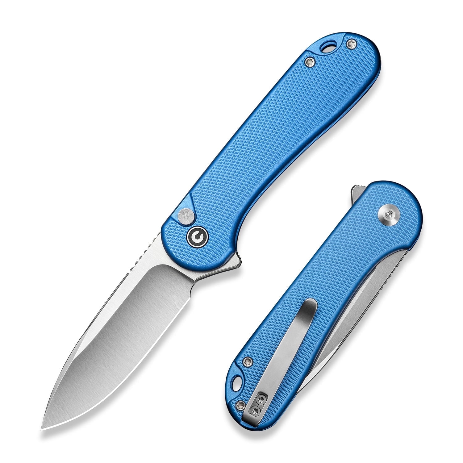 CIVIVI Elementum II Pocket Folding Knife, 2.96" Nitro-V Steel Blade Aluminum Handle Knife with Deep Carry Pocket Clip for Camping Hiking Hunting C18062PD-2, Blue
