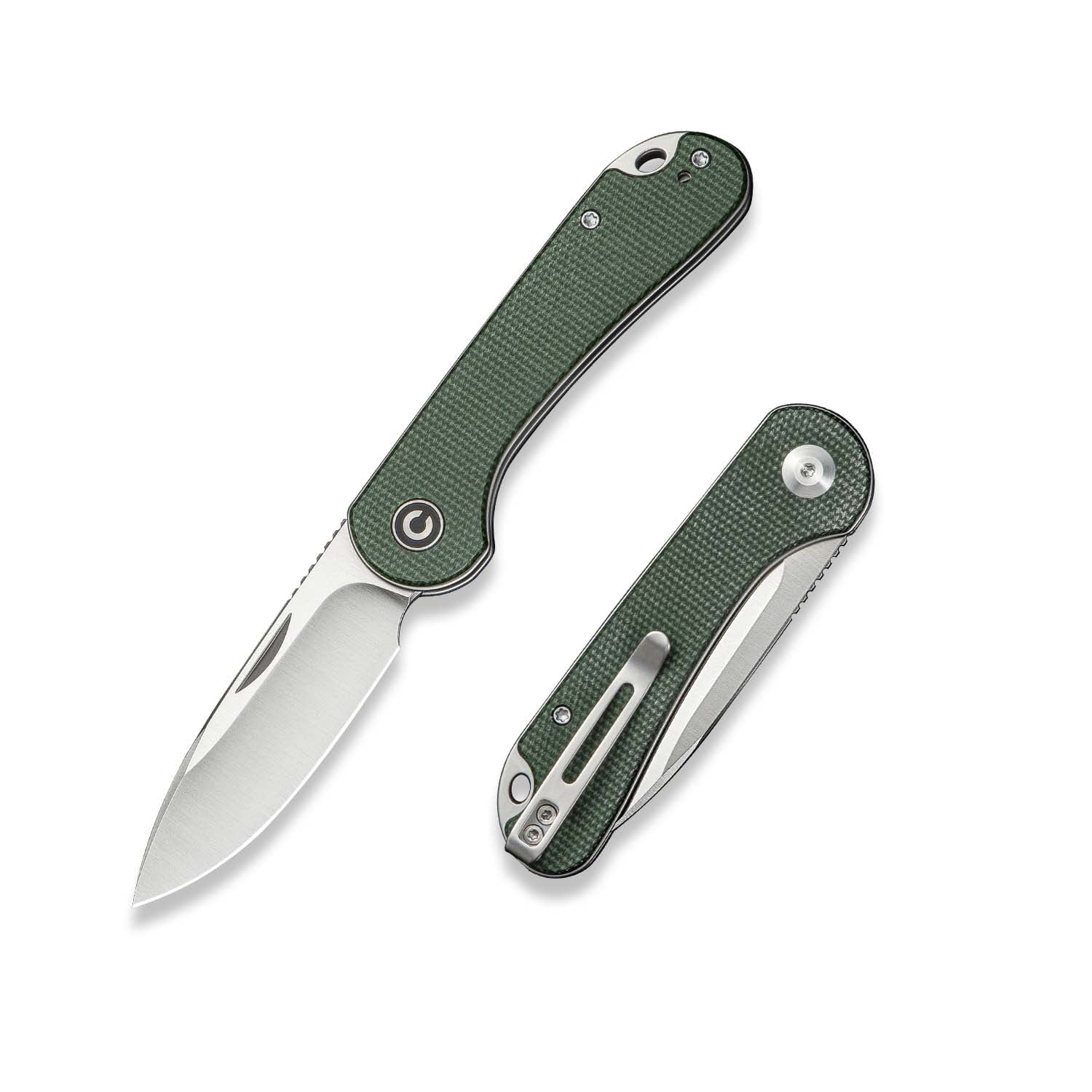 CIVIVI Elementum Slip Joint Pocket Knife, Folding Knife with 2.96" Swedish 14C28N Blade Micarta Handle C18062AJ-2 (Green)