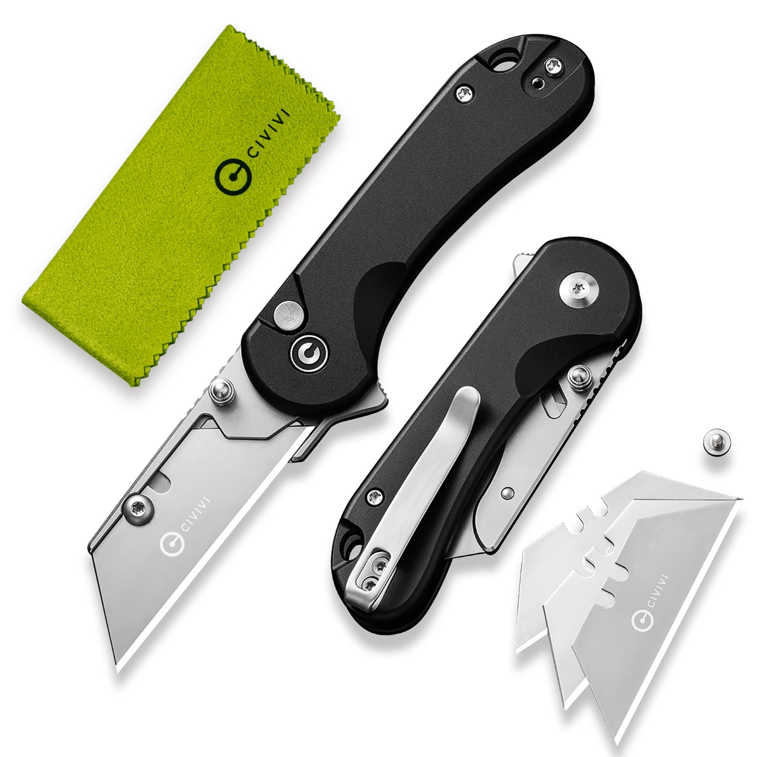 CIVIVI Elementum Utility Pocket Knife Box Cutter Set with 3Pcs Extra Razor Blades C23039B-1