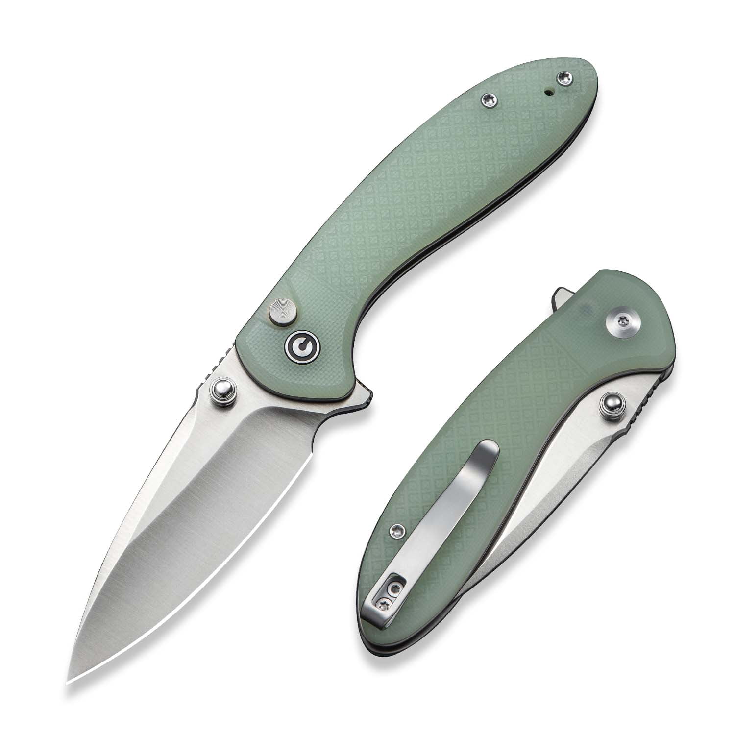 CIVIVI Faeger Pocket Folding Knife with 2.98" 14C28N Blade and Milled White and Black Layered G10 Handle C24031-3