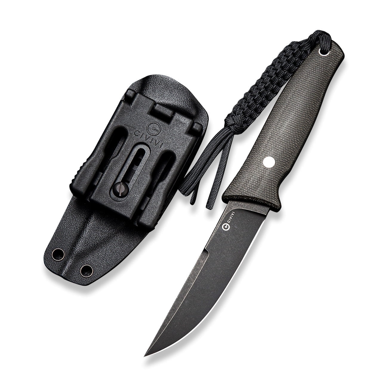 CIVIVI 4.07 in Drop-Point D2 Blade Tactical Knives, with Black Lanyard C19046-4