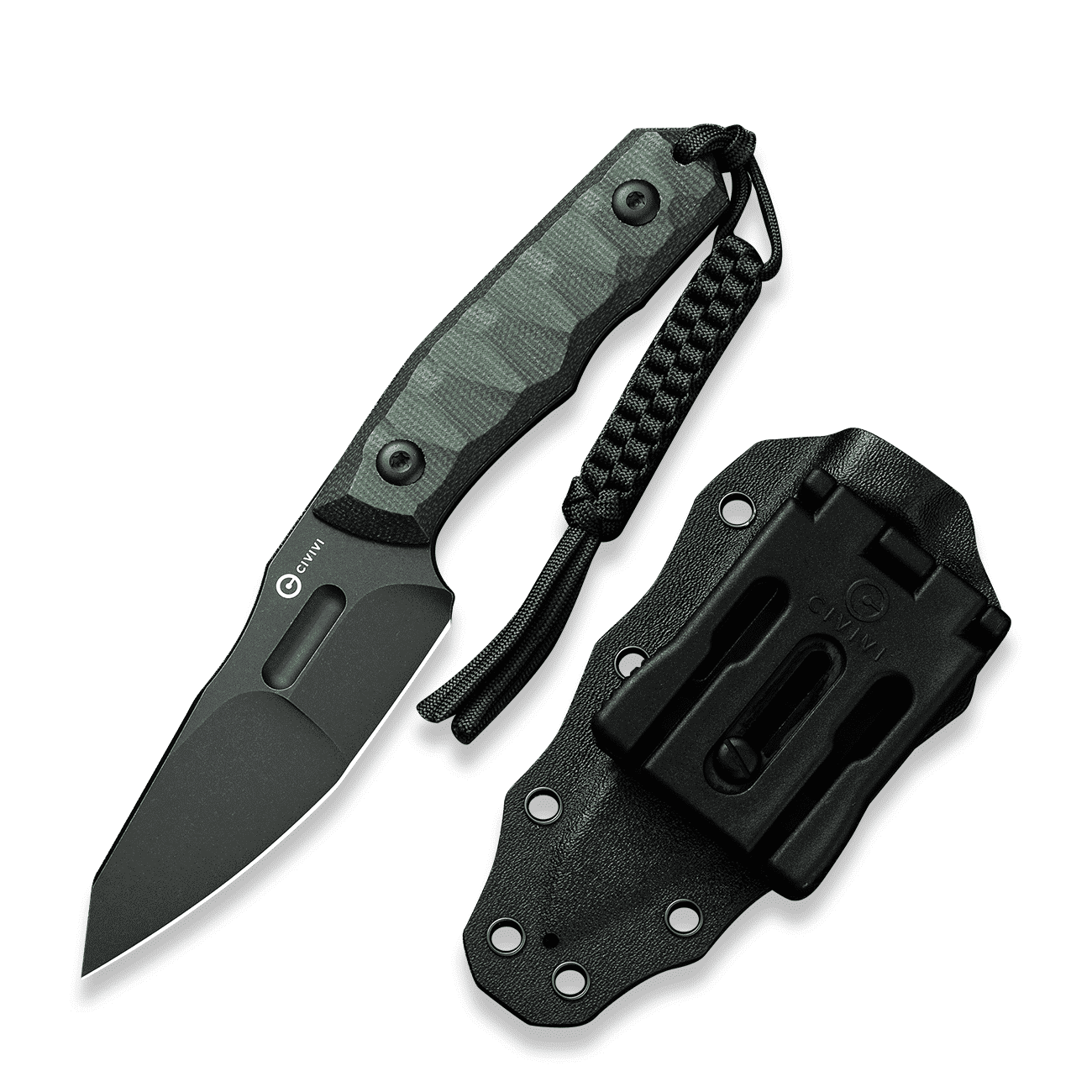 CIVIVI Fixed Blade Knife with Kydex Sheath, T-clip, Lanyard for Outdoor Carry, Propugnator Knife PG KNIVES Designed, 4.15" D2 Blade Micarta Handle C23002-2