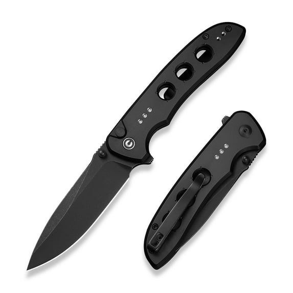 CIVIVI Hyperpulse Pocket Folding Knife, 3.5" 14C28N Blade Lightweight Black Aluminum Handle C23087A-1