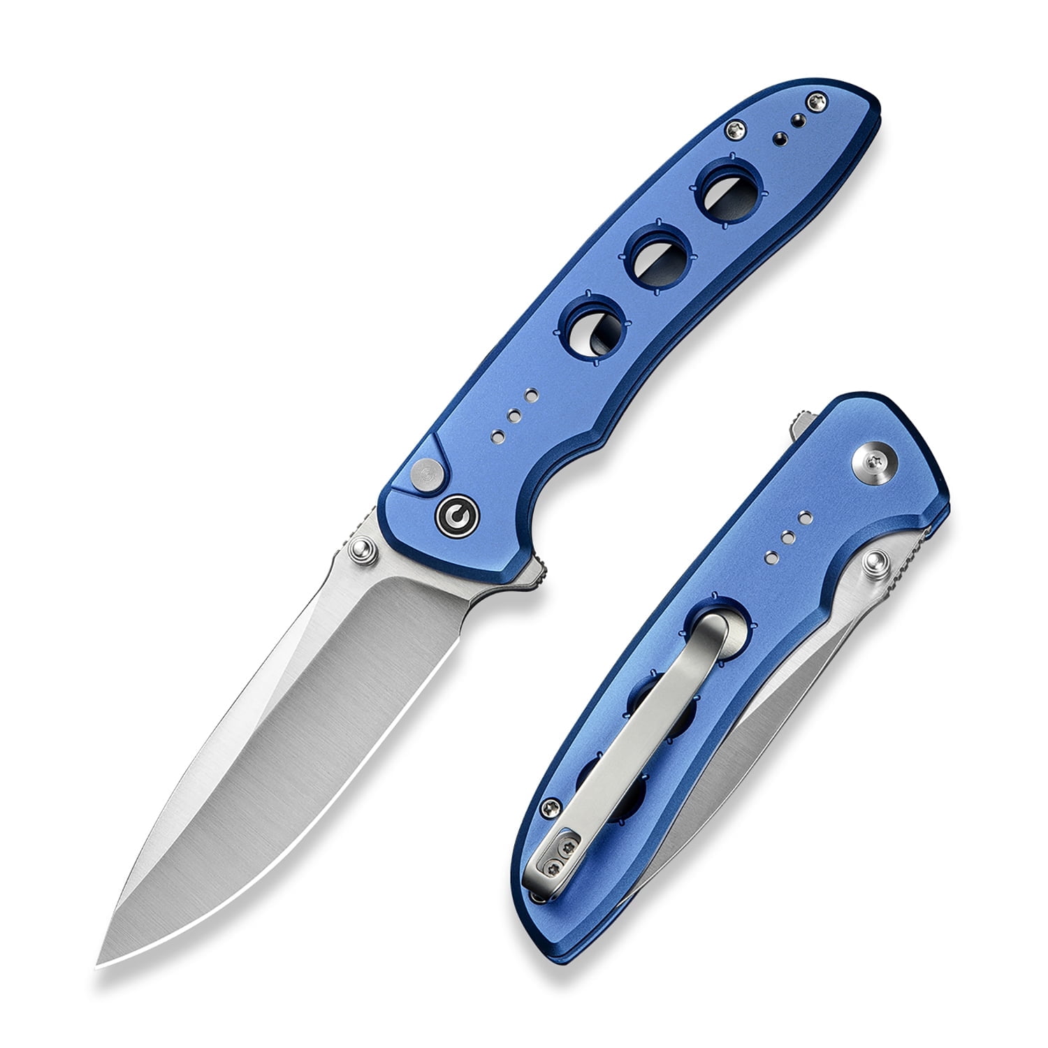 CIVIVI Hyperpulse Pocket Folding Knife, 3.5" 14C28N Blade Lightweight Blue Aluminum Handle C23087A-2