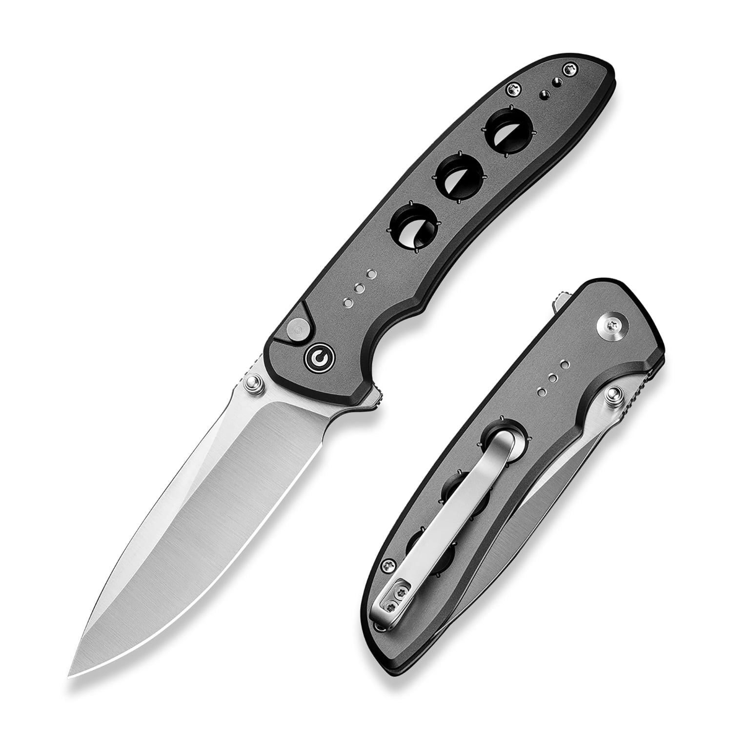 CIVIVI Hyperpulse Pocket Folding Knife, 3.5" 14C28N Blade Lightweight Gray Aluminum Handle C23087A-3