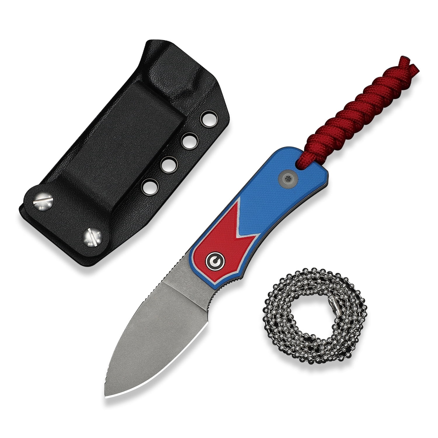 CIVIVI Baby Banter Small Fixed Blade Knife with Kydex Sheath & Belt Loop, 2.39" Nitro-V Blade G10 Handle, Lanyard and Chain Included C23045A-1