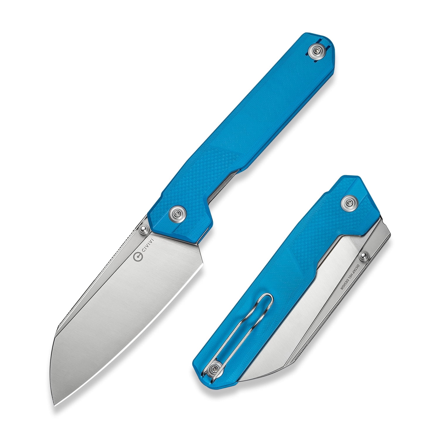 CIVIVI Hid Folding Pocket Knife, 4.14" Swedish 14C28N Blade G10 Handle Nested Liner Lock Kitchen Knife with Thumb Stud Opener, Ideal for Outdoor Use Camping Hiking and EDC C23008-5, Blue