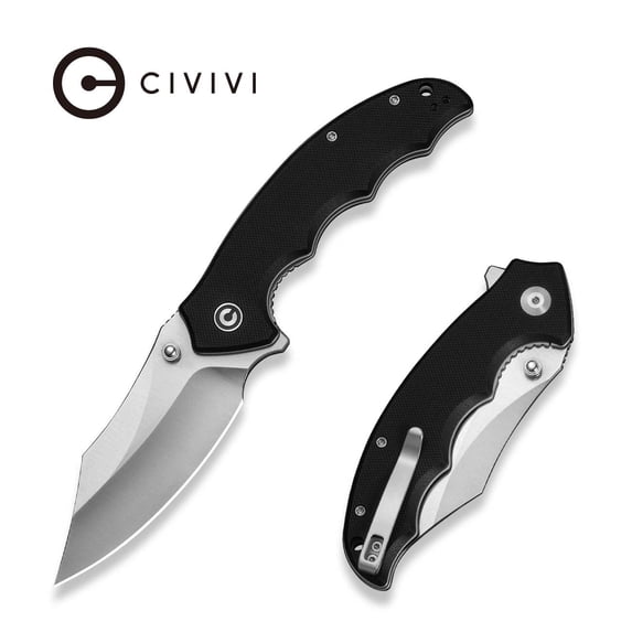 CIVIVI Pentad Pocket Knife Folding Knife with 3.48" Satin Finished Nitro-V Blade Black G10 Handle C24068-1
