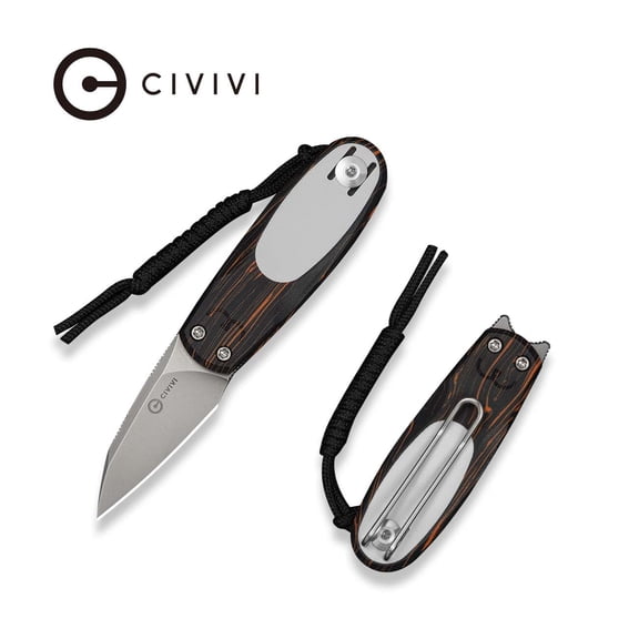 CIVIVI Purr Pocket Knife Folding Knife with 1.83" Stonewashed Nitro-V Blade With 1PC Black Lanyard Orange and Black & White G10 Handle Each Handle Features Random Color Distribution C25054-5