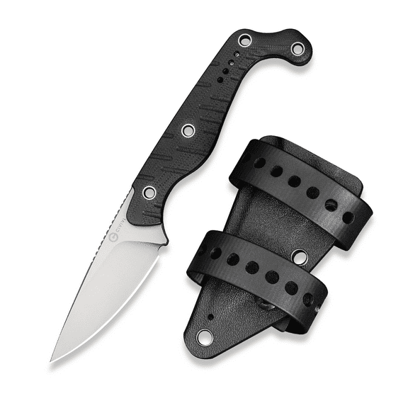 CIVIVI SOKN EDC Fixed Blade Knife with Kydex Sheath, Full Tang Tactical Knife with 2.82" Nitro-V Blade G10 Handle for Survival Camping Hiking Hunting C22027-1, Black