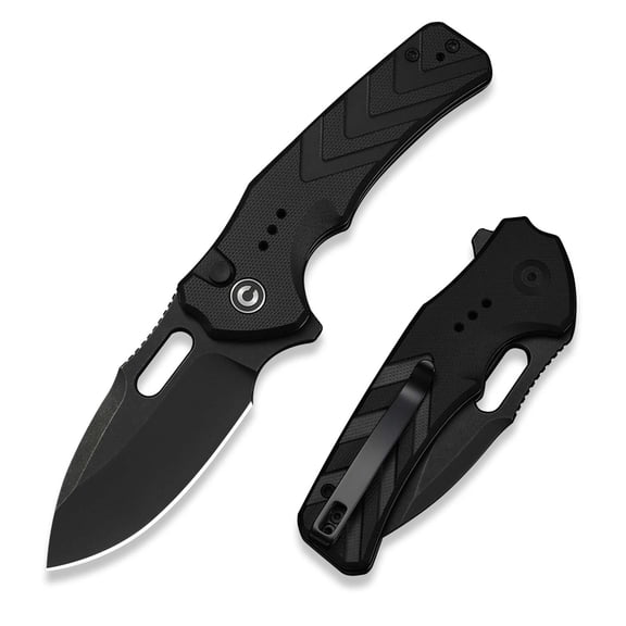 CIVIVI Vexron Button Lock Black G10 & 14C28N Stainless Steel Pocket Knife C24066-1