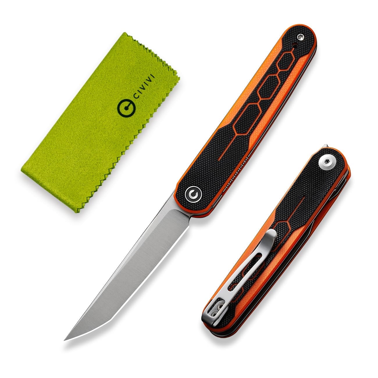 CIVIVI KwaiQ Pocket Folding Knife 2.97" Nitro-V Tanto Blade Two-tone G10 Handle for Women Men C23015-2