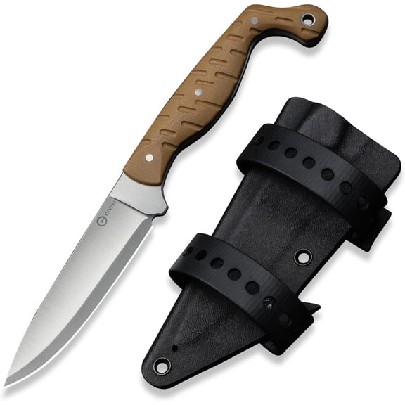 CIVIVI MDRN Hunter EDC Fixed Blade Knife with Kydex Sheath, Tactical Knife with 4.12" Nitro-V Blade G10 Handle for Survival Camping Hiking Hunting C23078-2, Gray