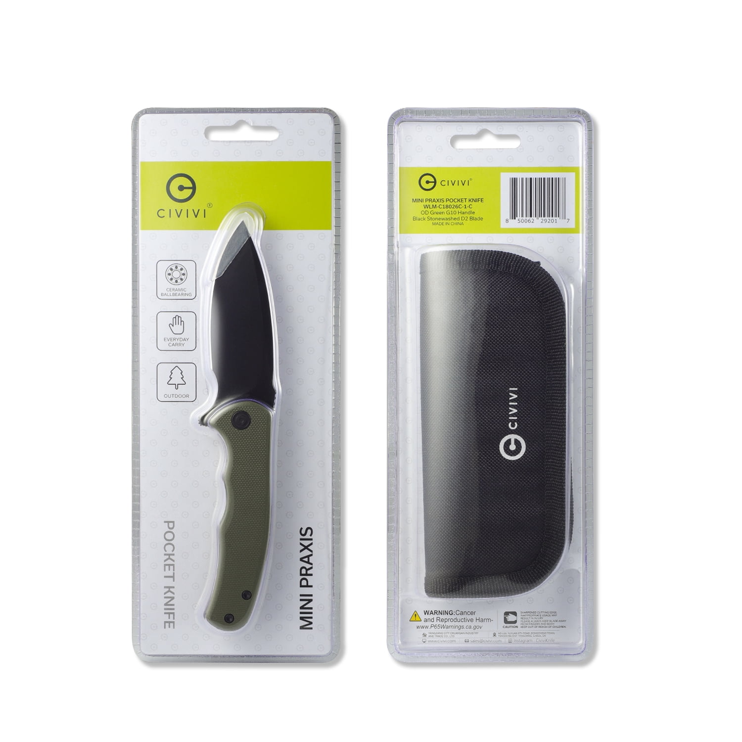 CIVIVI Mini Praxis Folding Pocket Knife, 2.98" D2 Steel Blade G10 Handle Small EDC Knife with Pocket Clip for Men Women, Sharp Camping Survival Hiking Knives C18026C-1
