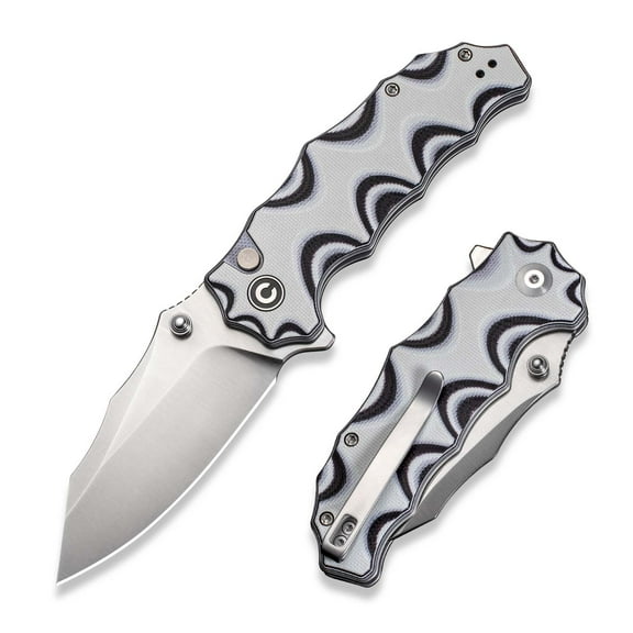 CIVIVI Natterjack Pocket Folding Knife with 3.19" 14C28N Blade and Milled White and Black Layered G10 Handle C24028-3