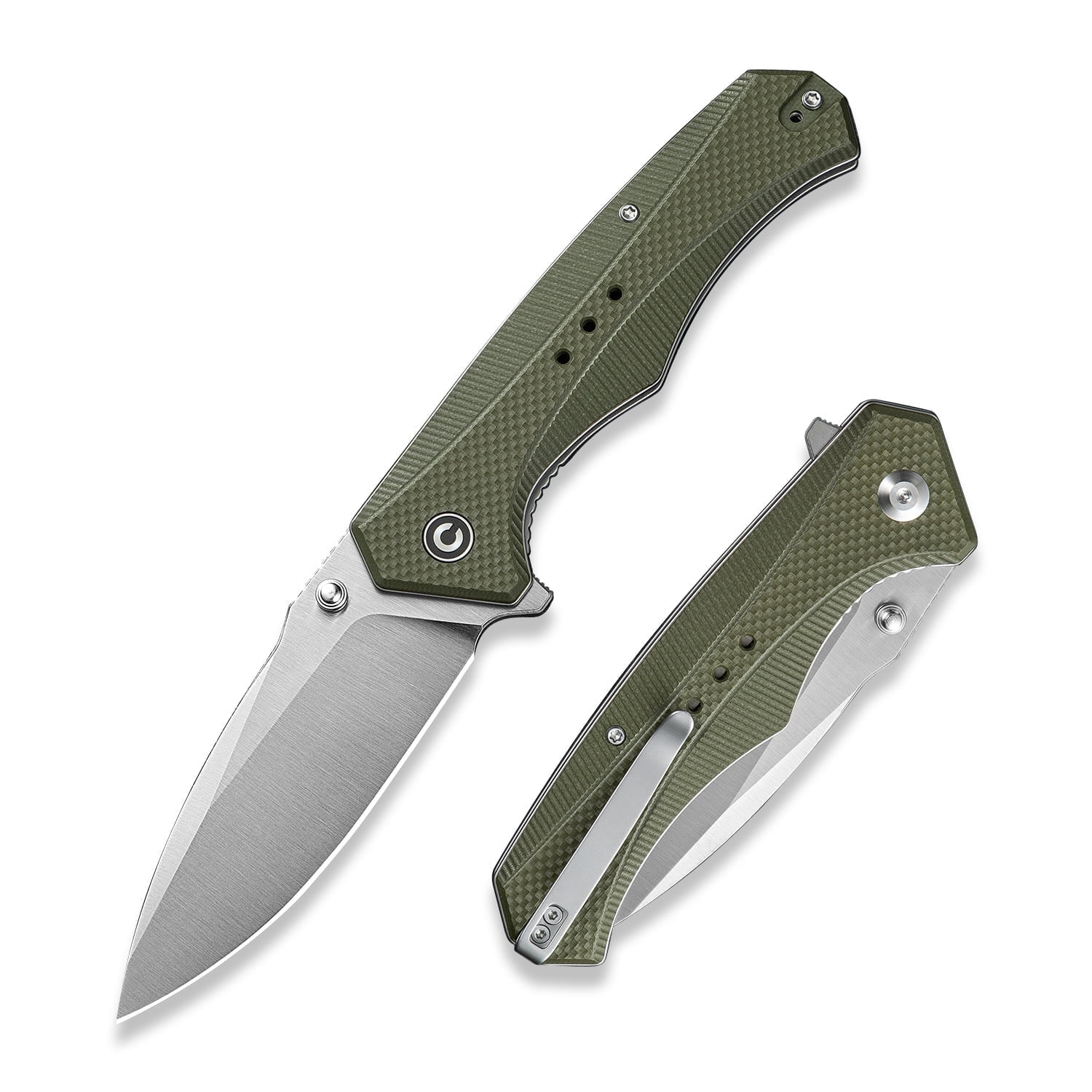 CIVIVI Photonix Pocket Knife, Folding Knife with 3.7" 14C28N Blade G10 Handle with Pocket Clip for Men Women, Camping Hiking Fishing Knife C23081B-2, Green