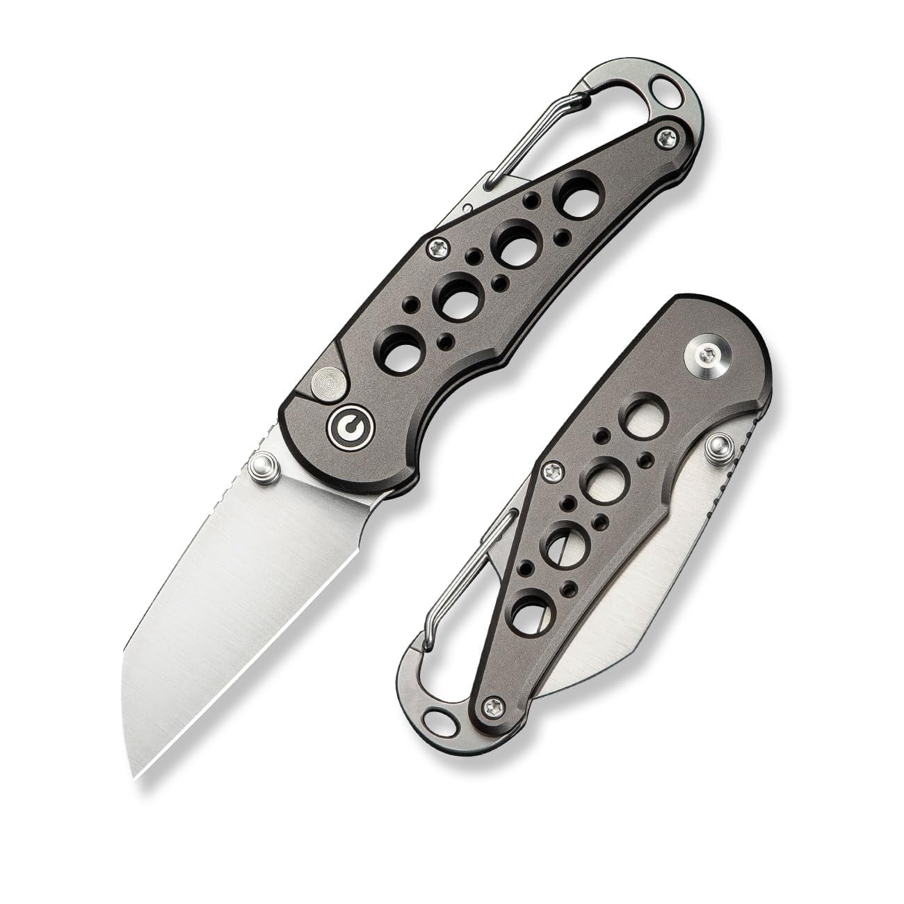CIVIVI Pragma Folding Knife, Pocket Knife Multitool with Carabiner, Bottle Opener, 2.2" Nitro-V Blade Aluminum Handle C23062B-2 (Gray)