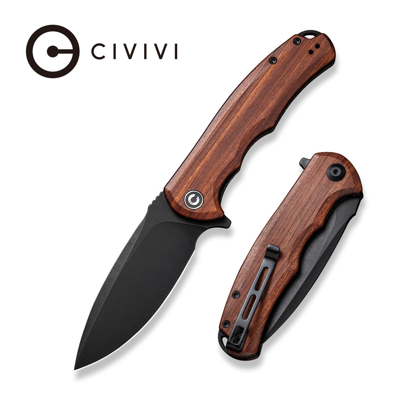 CIVIVI Praxis Pocket Knife 3.75 inches 9Cr18MoV Steel Blade Cuibourtia Wood Handle C803H