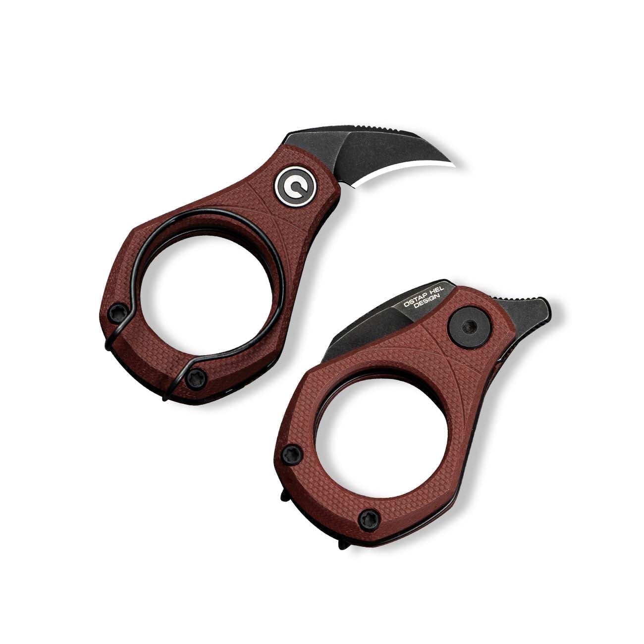 CIVIVI Pyrus Mini EDC Folding Utility Knife, Compact Keychain Box Cutter with 14C28N Blade & Ringed G10 Handle C23038-1 (Burgundy)