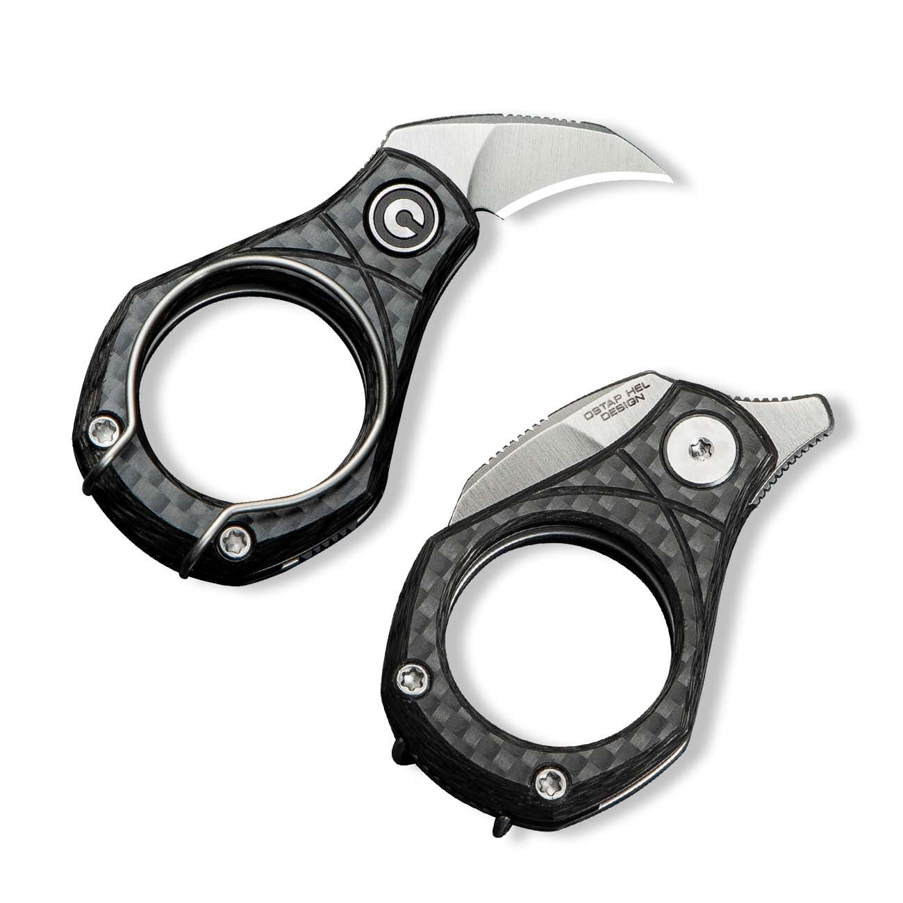 CIVIVI Pyrus Mini Folding Utility Knife, Compact Keychain Box Cutter with 14C28N Blade Carbon Fiber Ringed Handle C23038-3