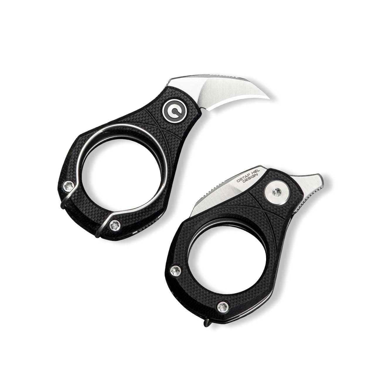 CIVIVI Mini Folding Utility Knife, Compact Keychain Box Cutter with 14C28N Blade  Ringed G-10 Handle C23038-2 (Black)