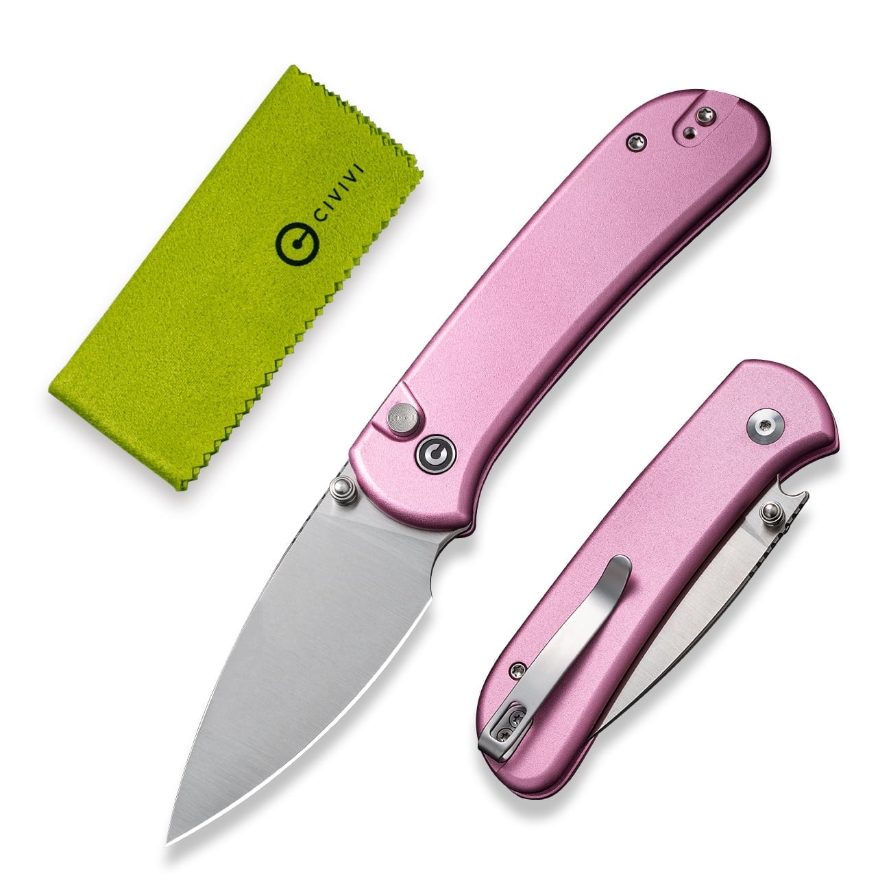 CIVIVI Qubit Pocket Folding Knife Button Lock Knife 2.98" 14C28N Blade C22030E-5