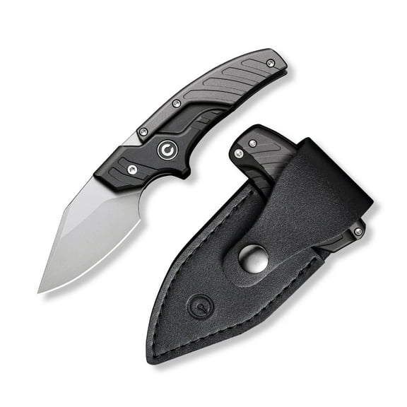 CIVIVI Typhoeus Fixed Blade Knife with Leather Sheath, 2.27" Swedish 14C28N Blade Aluminum Handle C21036-3