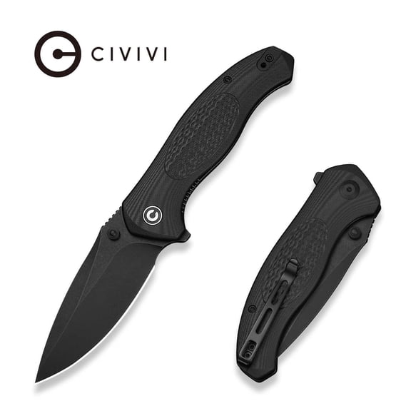 CIVIVI Vyrent Pocket Knife Folding Knife with 3.48" Black Stonewashed Nitro-X7 Blade Black G10 Contoured Handle C25037-1