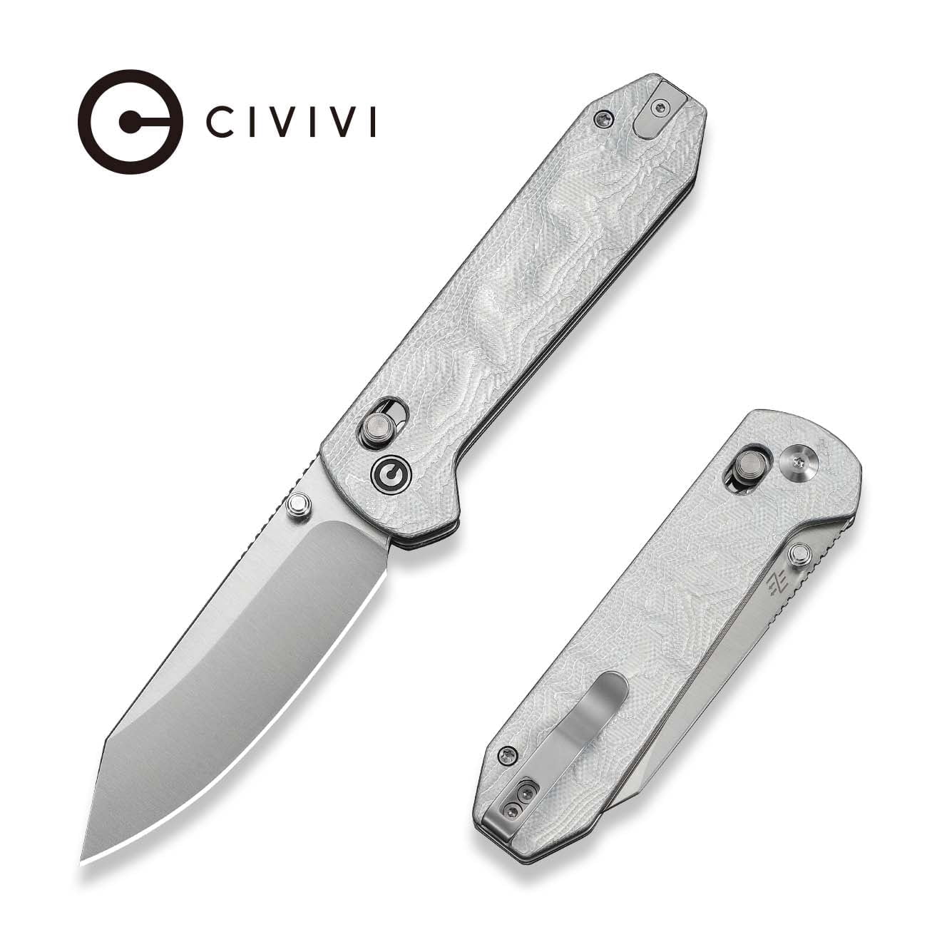 CIVIVI Over Yonder Pocket Knife Folding Knife with 3.35" Satin Finished 14C28N Blade Thumb Stud & Crossbar Lock Knife G10 With Aluminum Foil Handle C25027-2