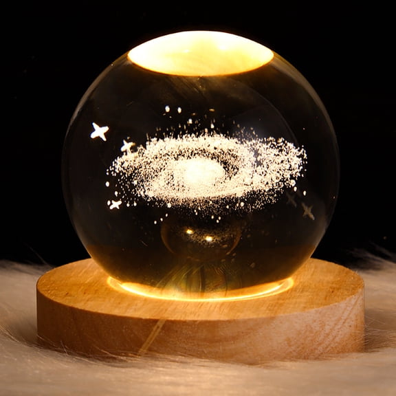 CIYAPED Crystal Ball Night Astronomy Night Lamp Creative 3D Glowing Planetary Galaxy Astronaut Ball Night Rechargeable Bedside Night Lamp Tabletop Decoration for Home Table Gift