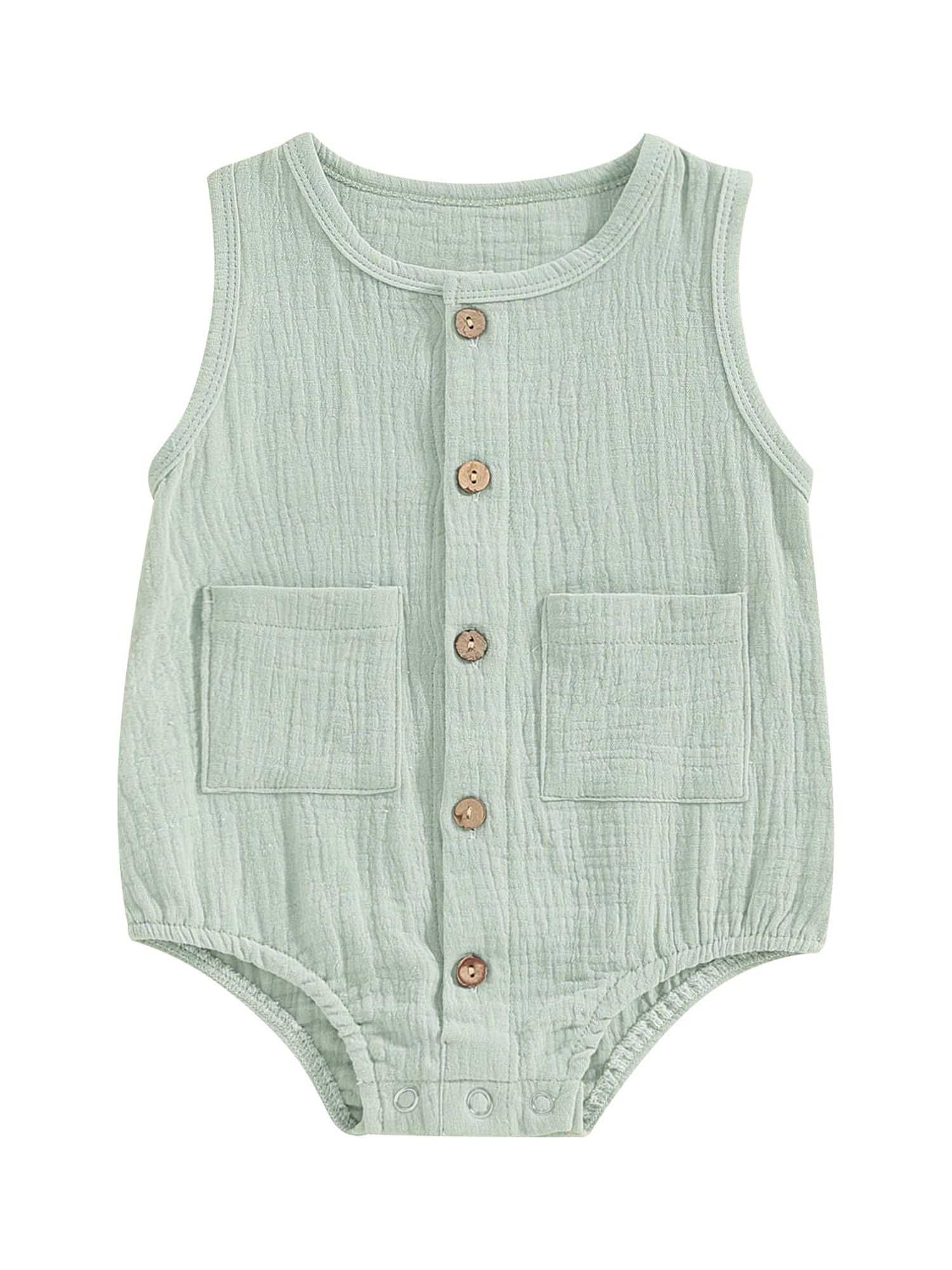 Summer Baby Boys And Girls Simple Solid Color Short Sleeves Crew Neck Tiny Dots Romper/bodysuit