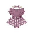 thumbnail image 1 of CIYCuIT 3M 6M 9M 12M 18M Baby Girls Sweet Romper Dress Ribbed Short Sleeve Daisy Print Skirt Hem Jumpsuit Newborn Infant Cute Summer A-line Bodysuit with Headband, 1 of 9