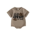 thumbnail image 1 of CIYCuIT Baby Boys Girls Western T-shirt Romper Short Sleeve Letter Hat Print Jumpsuit Newborn Infant Casual Crew Neck Summer Bodysuit 3M 6M 12M 18M, 1 of 9