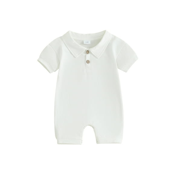 CIYCuIT Baby Boys Summer Footless Jumpsuit Solid Color Short Sleeve Lapel Collar Shorts Romper Newborn Infant Casual Daily Playsuit 3M 6M 12M 18M