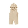thumbnail image 1 of CIYCuIT Baby Boys Summer Hooded Jumpsuit Solid Color Sleeveless Hood Ribeed One Piece Romper Infant Toddler Casual Playsuit 3M 6M 12M 18M, 1 of 9