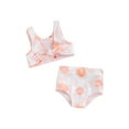 thumbnail image 1 of CIYCuIT Baby Girls 2Pcs Bikini Swimwear Cross/Floral Print Sleeveless Knot Vest Tops + Elastic Band Shorts 6M 12M 18M 24M Infant Toddler Cute Summer Bathing Suits, 1 of 8