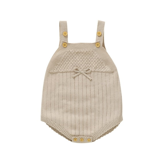 CIYCuIT Baby Girls Sleevless Sweater Romper Solid Color Bow Decor Cami Jumpsuit Newborn Infant Casual Knit Bodysuit for Spring Autumn 3M 6M 9M 12M 18M