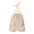 thumbnail image 1 of CIYCuIT Baby Girls Summer Overalls Romper Sleeveless Solid Color Spaghetti Straps Jumpsuit Newborn Infant Casual Pockets Playsuit with Headband 3M 6M 9M 12M 18M, 1 of 8