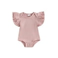 thumbnail image 1 of CIYCuIT Baby Girls Summer Romper Layered Ruffle Sleeve Solid Color Ribbed Jumpsuit Newborn Infant Cute Crew Neck Bodysuit for Casual Daily 3M 6M 9M 12M 18M, 1 of 1