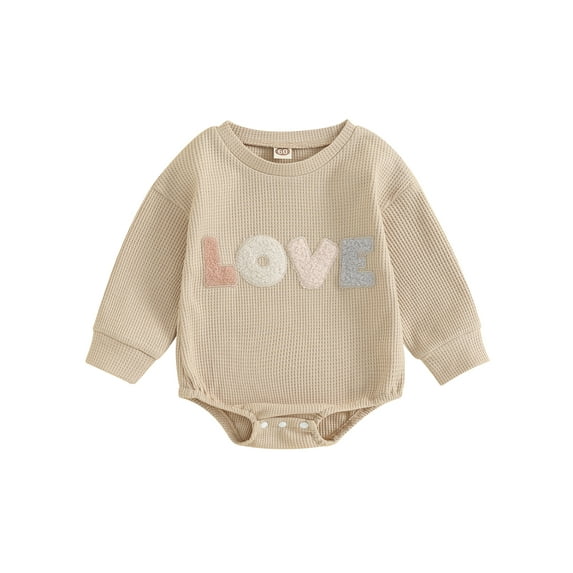 CIYCuIT Baby Girls Sweatshirts Rompers Long Sleeve Letter Embroidery Bodysuit Infant Toddler Cute Jumpsuit Casual Daily Clothes 0-24 Months