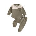 thumbnail image 1 of CIYCuIT Kids Baby Boys Pants Sets Long Sleeve Contrast Color Sweatshirt + Drawstring Pants 2Pcs Sweatsuit Outfits Toddler Casual Clothes 6M 12M 18M 24M 3T 4T, 1 of 9