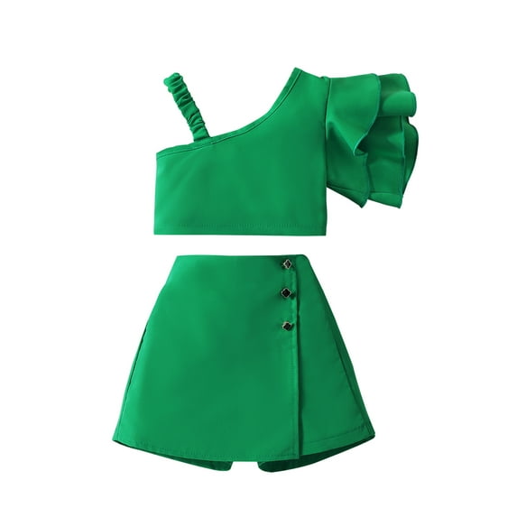 CIYCuIT Little Girls Casual Shorts Sets Asymmetric Sleeveless Vest Tops with Skirt Shorts 2Pcs Outfits 18M 24M 3T 4T 5T 6T Toddler Kids Cute Solid Color Summer Clothes