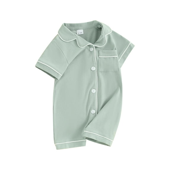 CIYCuIT Newborn Baby Girls Boys Pajamas Rompers Short Sleeve Contrast Trim Button Shorts Jumpsuit Infant Toddler Casual Summer Bodysuit Sleepwear 3M 6M 12M 18M 24M