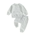 thumbnail image 1 of CIYCuIT Toddler Baby Boys Pants Set Solid Color Long Sleeve Embroidery Sweatshirt Casual Jogger Pants 2Pcs Fall Outfits Infant Casual Sweatsuit 3 Months- 3 Years, 1 of 8